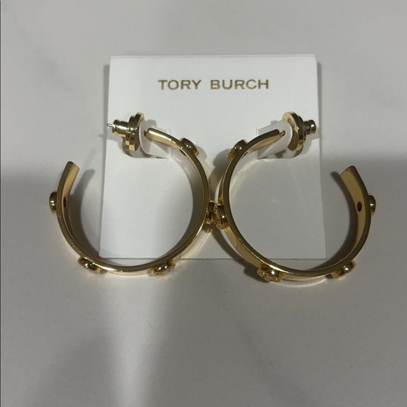 New never worn Tory Burch Icon Hoop Earrings - Picture 4 of 5